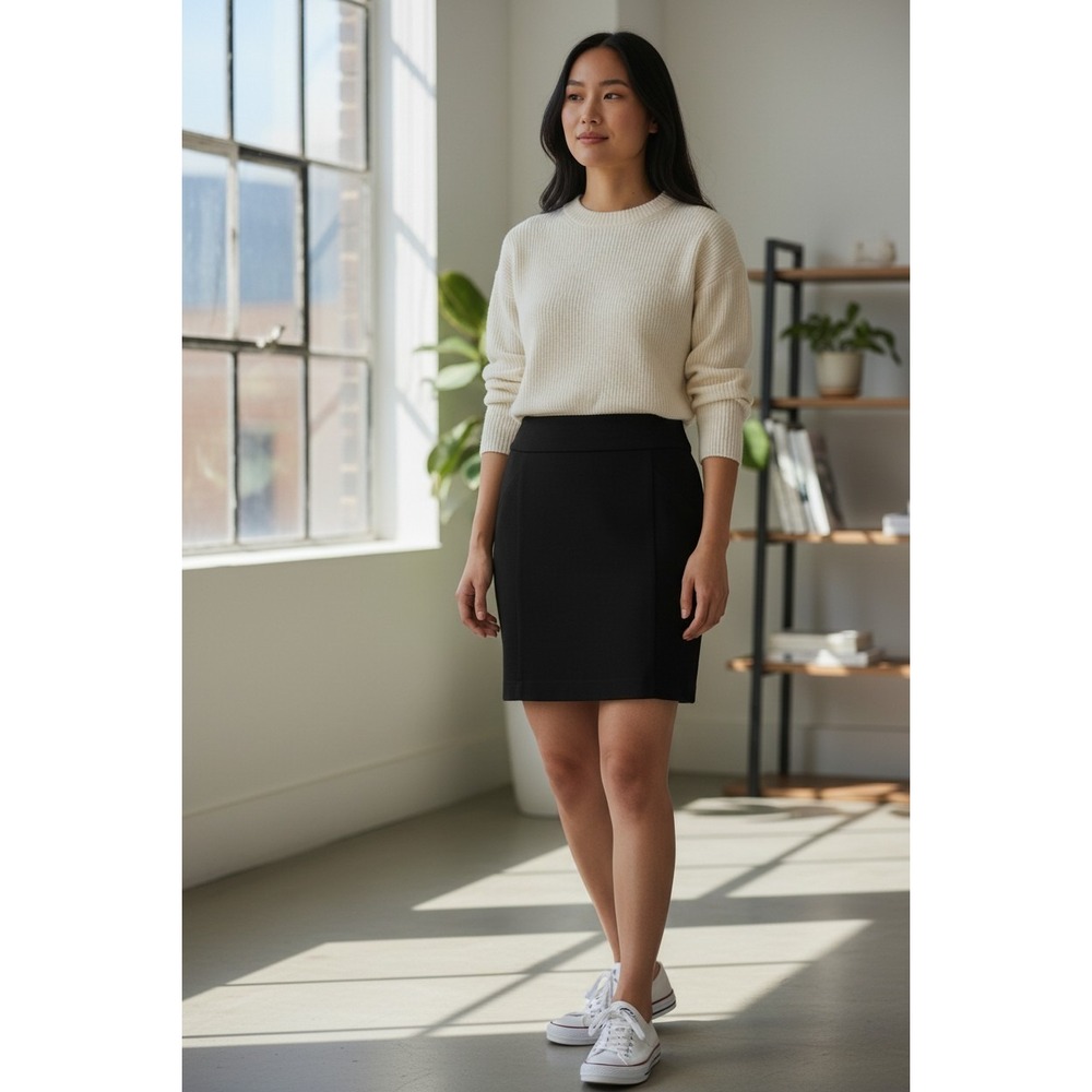 (H-235)Banana Republic Black Pencil Skirt Women's 6P Petite Stretch Work Office